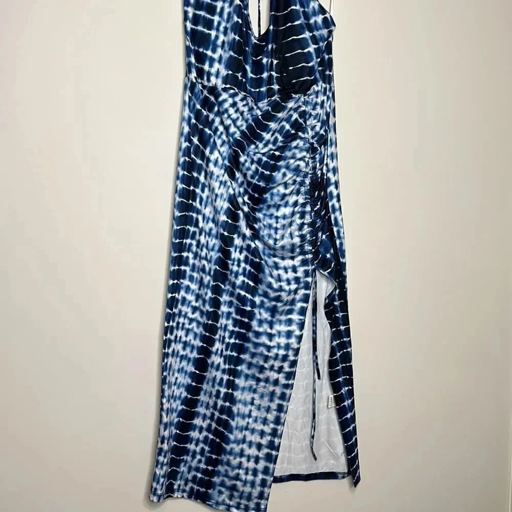 Tied Backless Drawstring Knot Split Thigh Tie Dye… - image 5